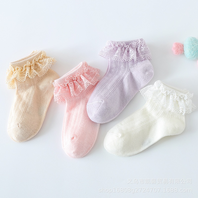 1 Pairs Baby Socks Girls Socks Spring and Autumn Baby Girls Cotton Socks Thin Lace Lace Socks Children Princess Socks
