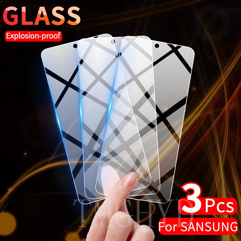 3 Pcs Screen Protector Glass for Samsung Galaxy S23 S22 S21 Plus Note 10 Lite S20 FE A02S A03 A53 A73 A52 A33 A13 Tempered Glass