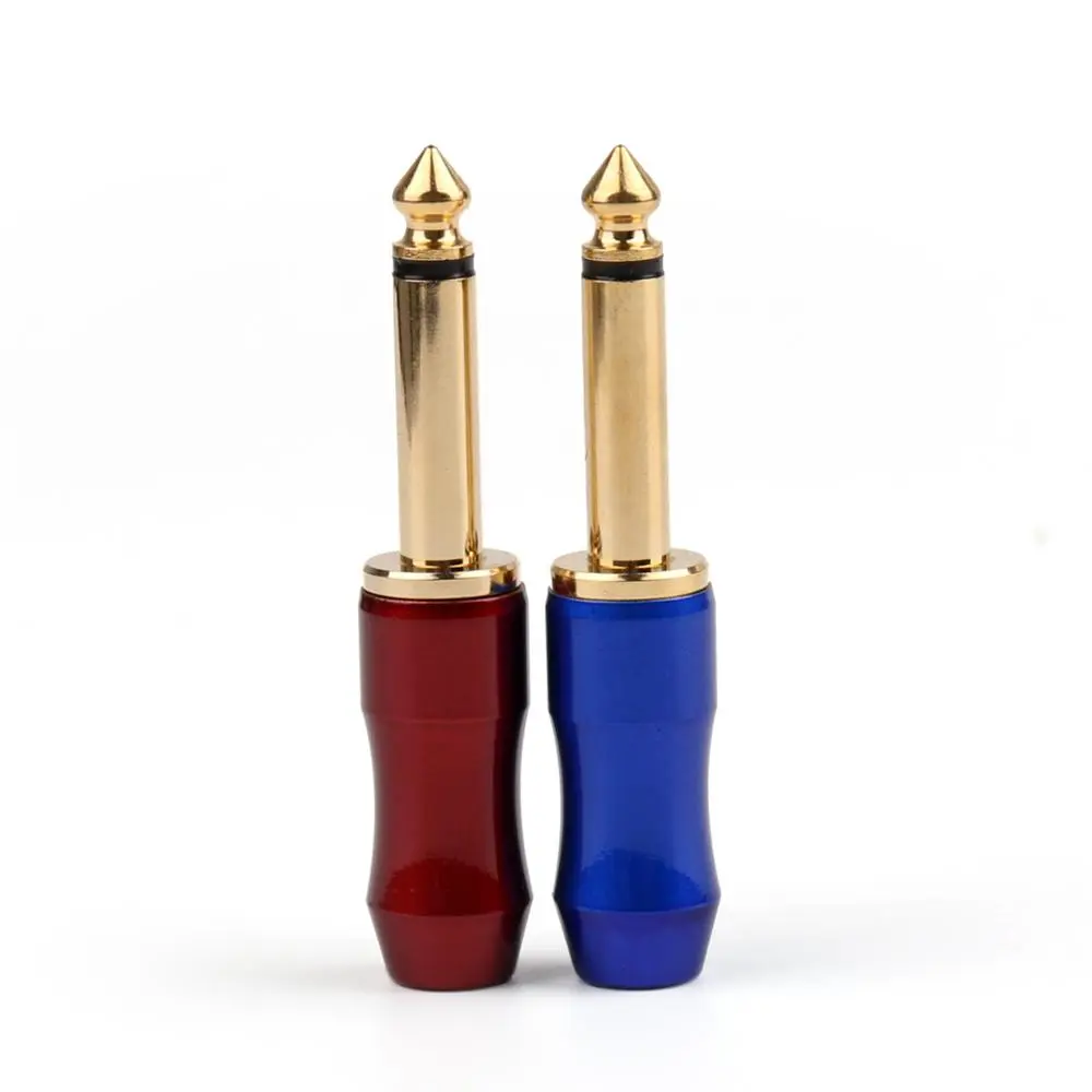Areyourshop 2 Pcs Brass Gold Plated 6.3mm 1/4" Mono Jack Plug Connector For Soldering