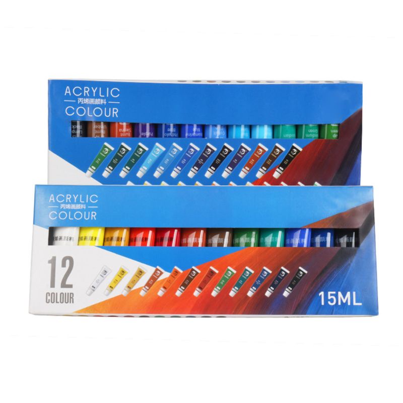 12/24 Colors Artist Acrylic Paints 15ml Tube Drawing Painting Pigment Wall Paint 24BB