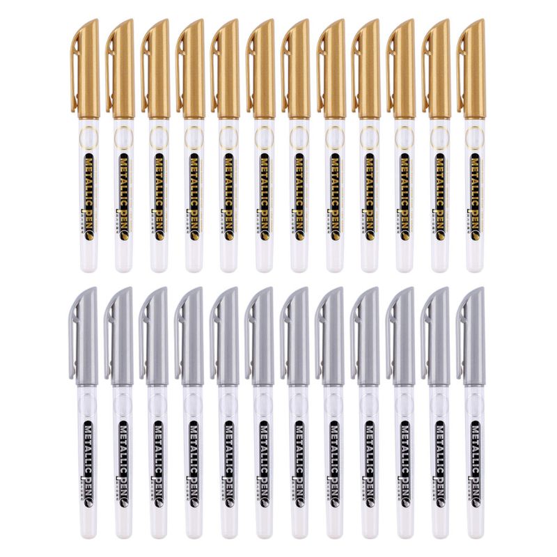 12pcs DIY Metal Waterproof Permanent Paint Marker Pens Gold Silver Craftwork Pen Drawing School Supplies