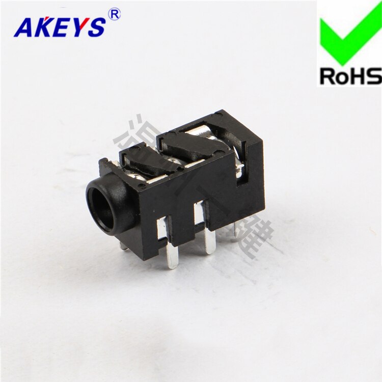 10 pcs PJ-393A socket headphone socket 6 foot pin 2 fixed foot 3.5 MM socket mother seat power socket