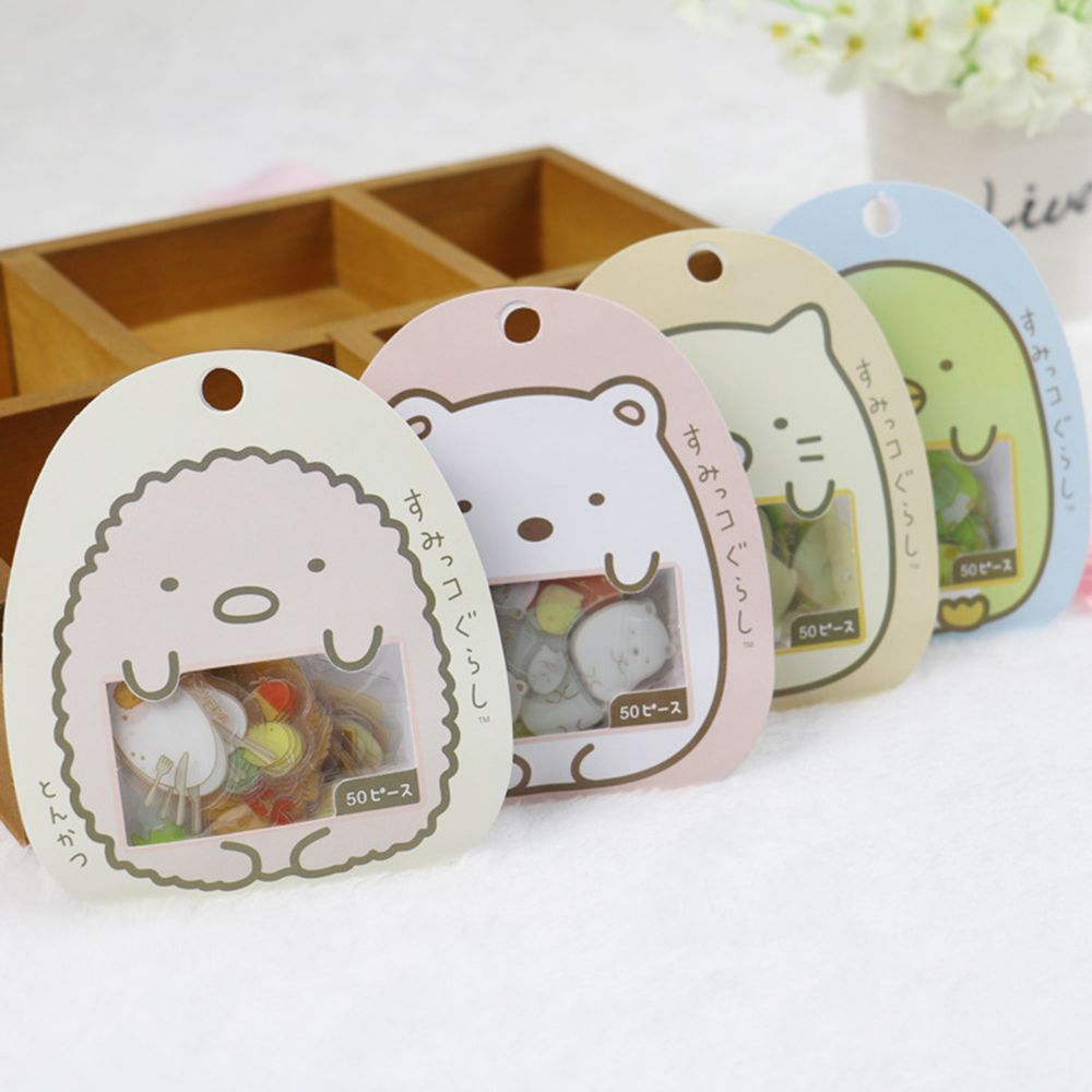 50 Pcs/lot(1 Bag) Diy Cute Cartoon Kawaii Pvc Stickers Lovely Cat Bear Sticker for Diary Decoration Craft Stick Label