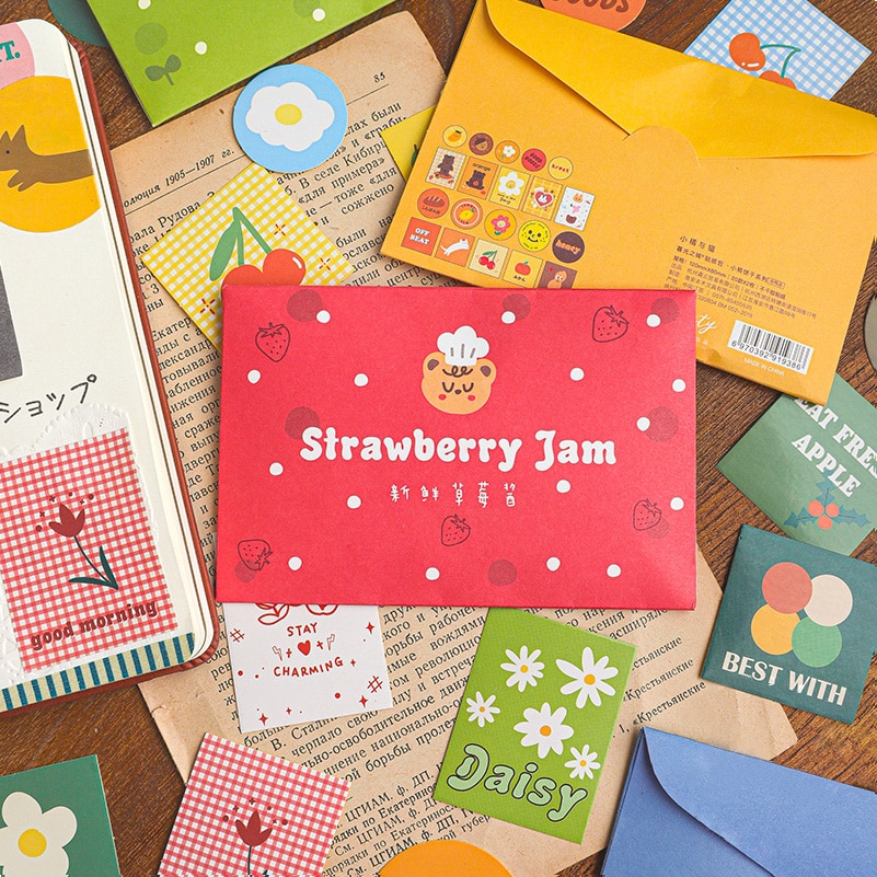 Mohamm 40Pcs Bear Biscuits Series Decorative Sticker Scrapbooking DIY Note Paper Sticker Flake Stationary Accessorie Art Supplie