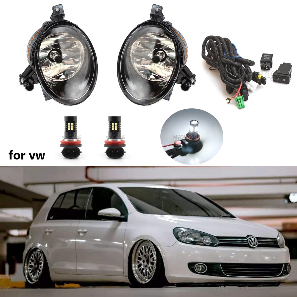 LED fog light for VW for Golf 6 MK6 2009-2013 for Jetta 6 Caddy Touran Tiguan 2011-2016 fog lights foglights wiring switch kit