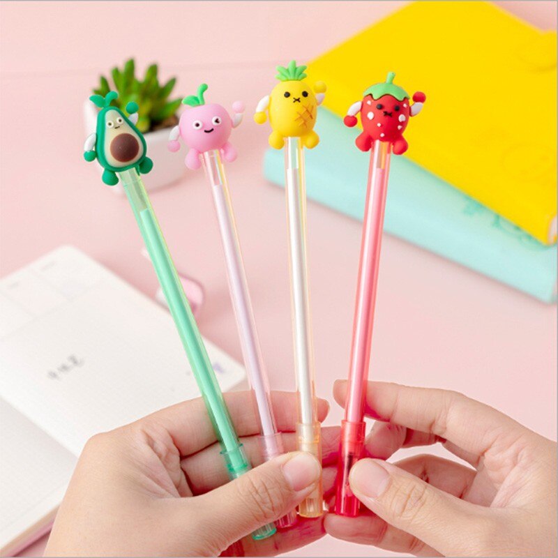4pcs/lot Cute Cartoon Fruit Gel Pens Kawaii Stationery Material Office School Supplies Kids Gifts