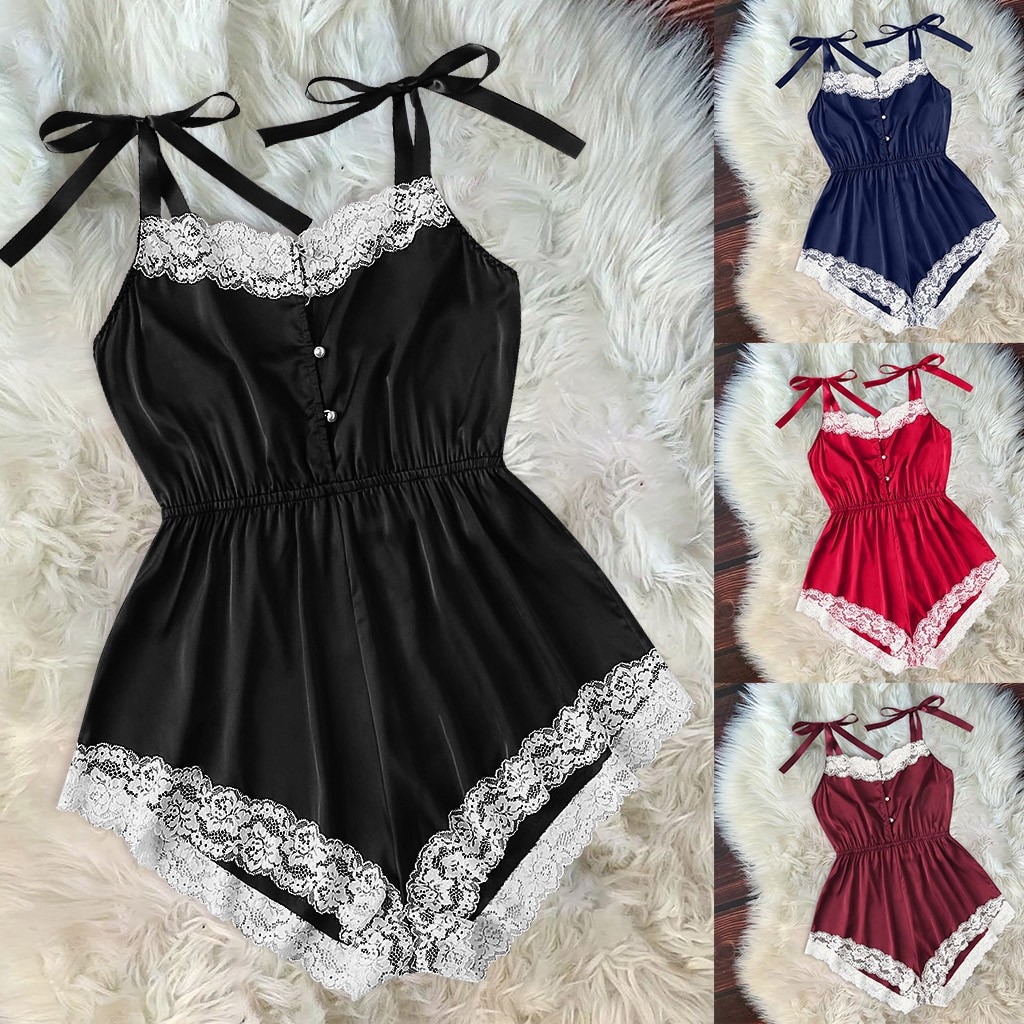 Fashion 2020 NEW Sexy Strap Top Robe Summer Womens Sleepwear Sexy Lingerie Female Lace Perspective Temptation Sling Nightgown