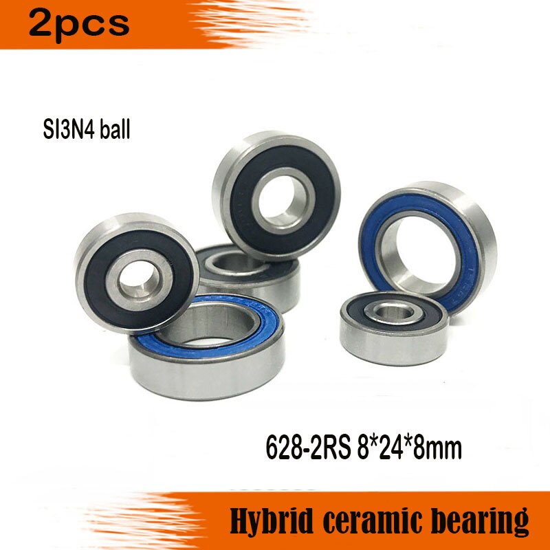 Free shipping 628-2RS 8*24*8 mm 628 si3n4 balls hybrid ceramic deep groove ball bearing 8x24x8 mm