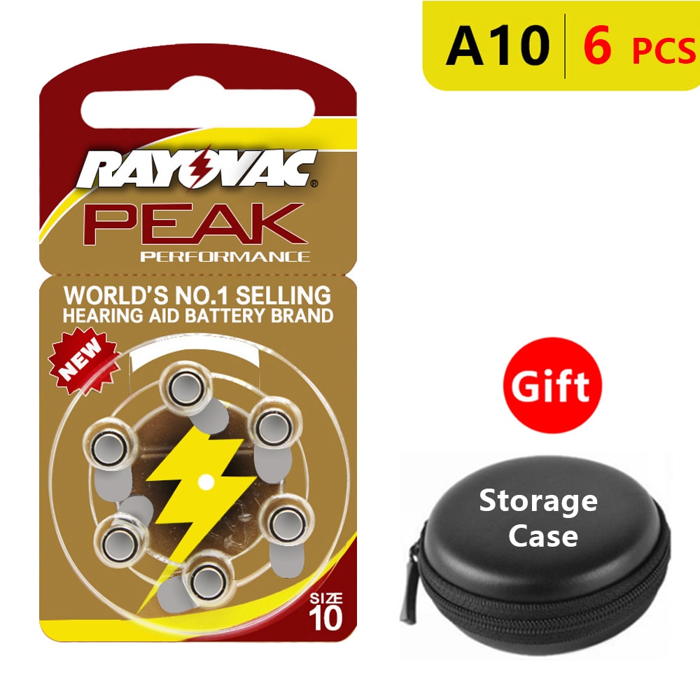 Hearing Aid Batteries Size 10 za Rayovac Peak Performance,Pack of 6,Yellow Tab PR70 1.4V Type A10 Zinc Air Battery