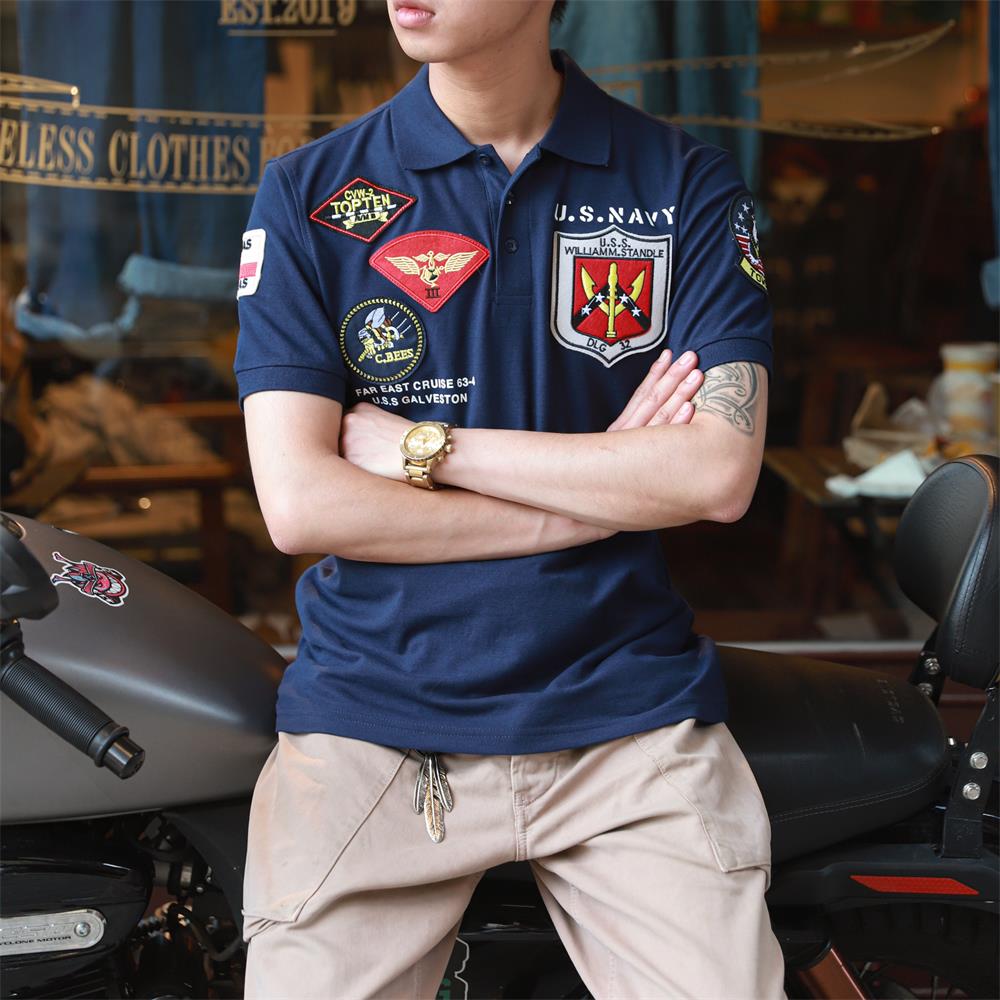 US NAVY Army Badge Men Polo T-shirts 65%cotton/35%polyester 7.5oz Polo T-shirt Casual Comfortable Male Polo Shirt