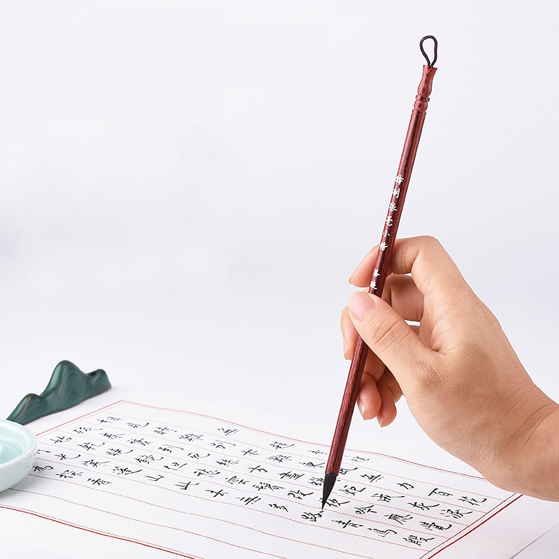 Weasel Hair Chinese Calligraphy Painting Writing Brush Small Regular Script Handwriting Practice Brush Copybook Craft Supply