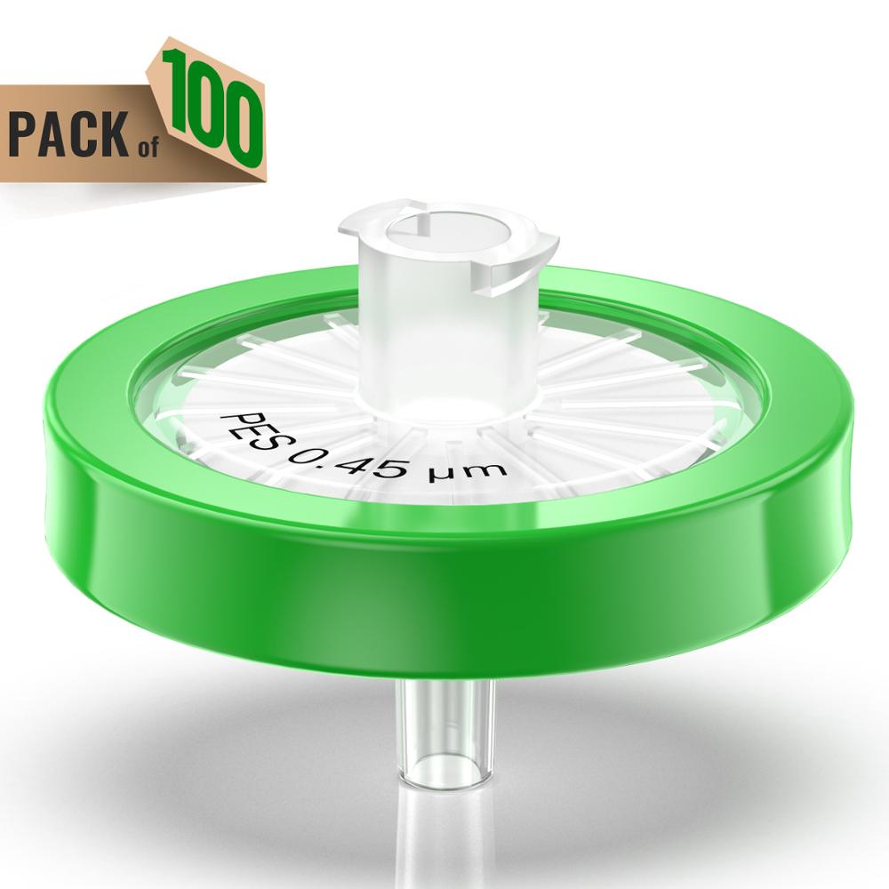 Syringe Filters,PES Membrane 0.45μm Pore Size,25mm Diameter,100 Pcs by Ks-Tek