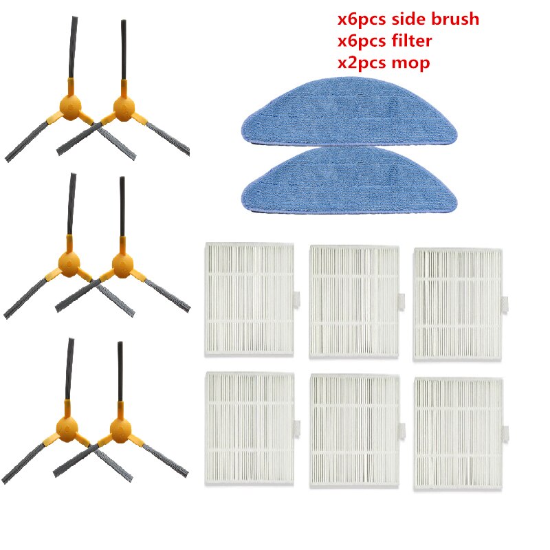 14pcs/lot Mop cloths HEPA filter Side Brush for Proscenic 800T vacuum Cleaner parts Mop Pad Cleaning Brush Accessories