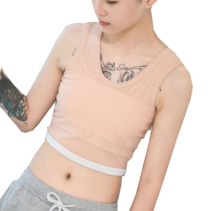 HaleyChan Ice Silk Half Length Pullover Chest Binder Without Clips Corset for Tomboy Trans Lesbian Transgender Ftm Tube Top Bra