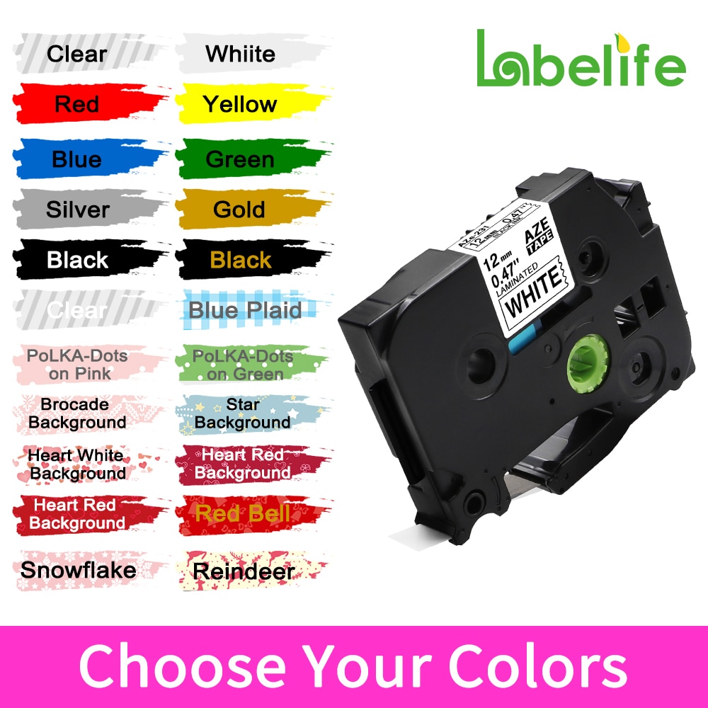 Compatible Label tape 12mm for Brother Label Printer tze631 tze231 tze131 for PTH110 PTP710BT PTD200 PTD210 PTH100 Label Tape