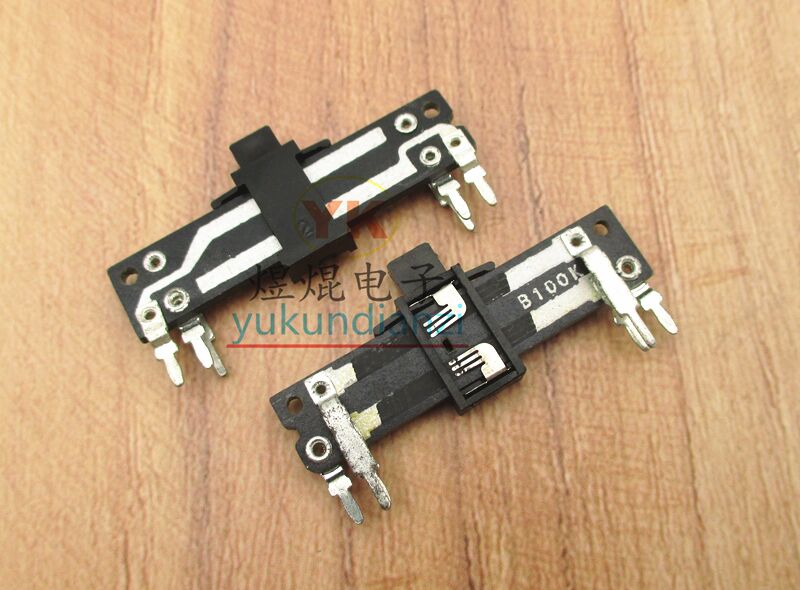 Total length 40MM handle length 4MM 100K stereo channel straight slide potentiometer B100K vertical slide fader