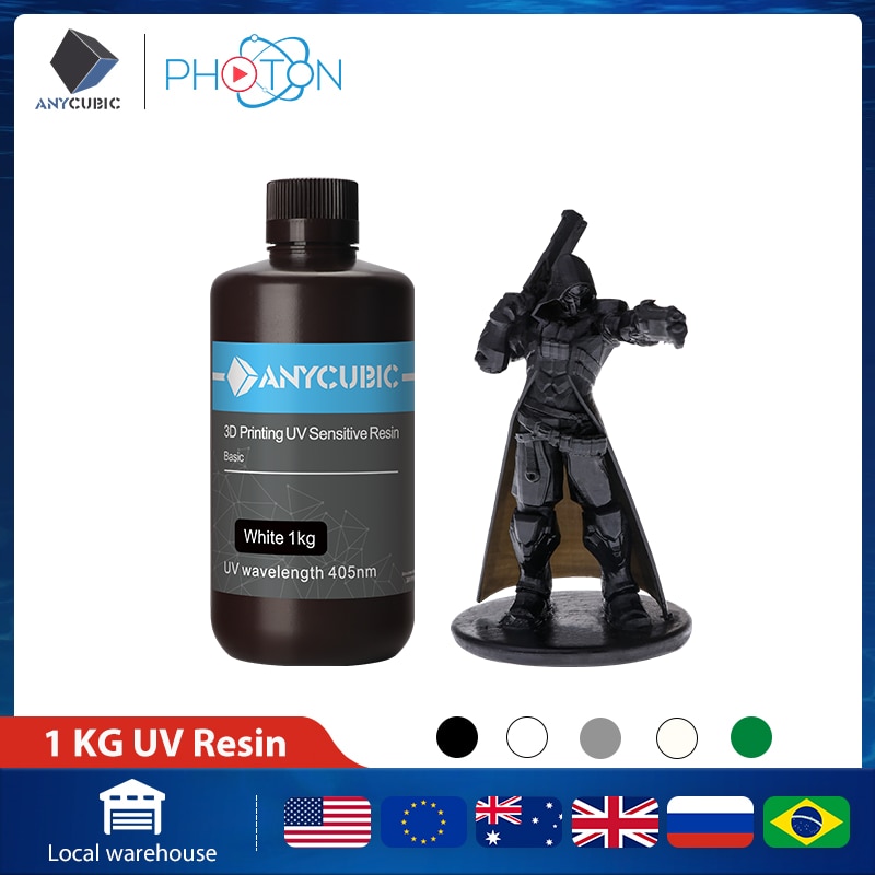 ANYCUBIC 3D Printer Resin Universal 405nm White Grey Black Quick Curing SLA UV Curing Resin for LCD 3D Printing Like Photon S