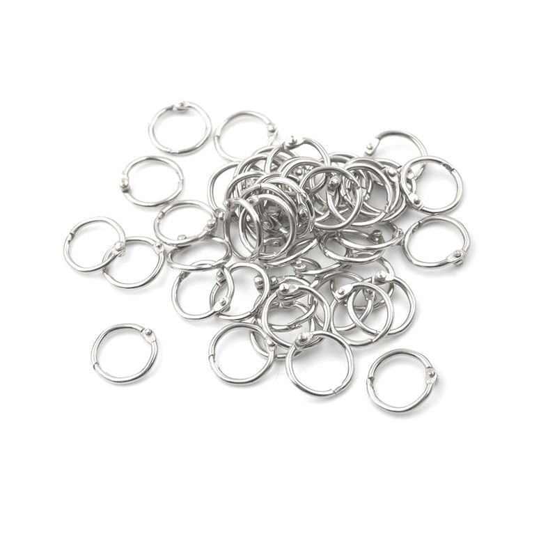 50Pcs Metal Ring Binder Staple Book Binder Albums Loose-leaf Book Hoops 15-80mm Loose Leaf Ring Keychain Office Binding Supplies
