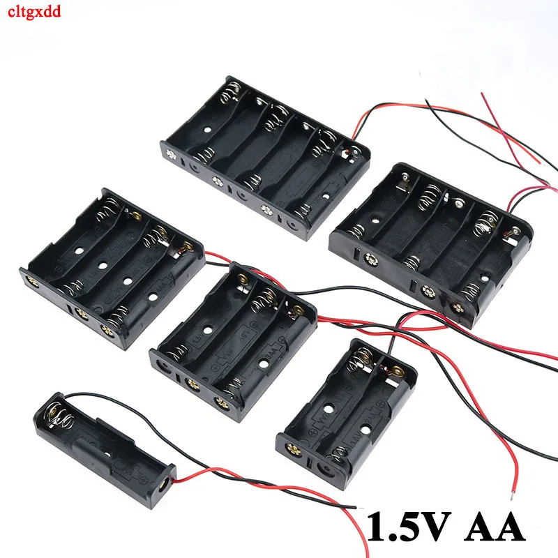 1x 2x 3x 4x 5x 6x AA Battery Box Case Holder With Wire Leads Side By Side Battery Box Connecting Solder For 1.5V AA Batteries