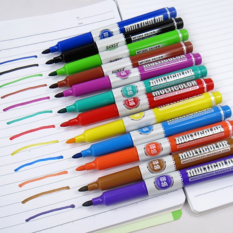12pc Colorful whiteboard marker white board pen POP graffiti drawing ink pen Stationery Office school supplies Writing