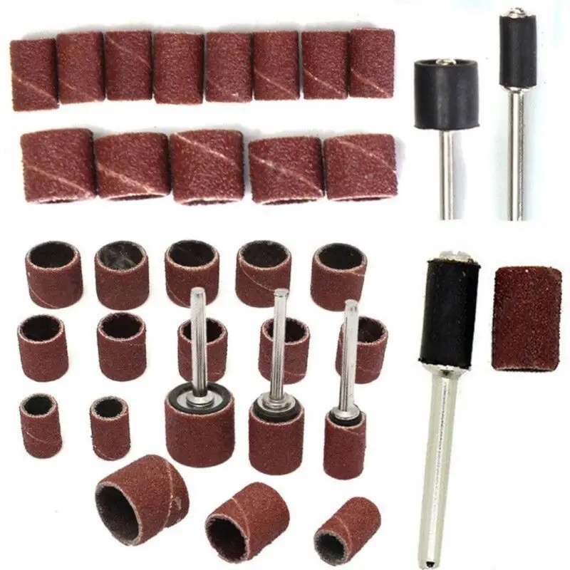 132pcs 1/2" 3/8" Mixed Drum Mandrel& Sanding Drum Sleeves For Rotary Tool BE