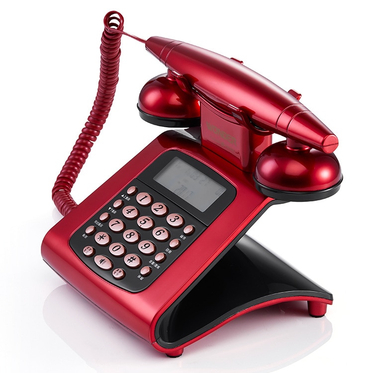 Real Antique Corded Landline Telephone Fixed Retro Phone Button Dial Vintage Decorative Telephones for Home Family Red
