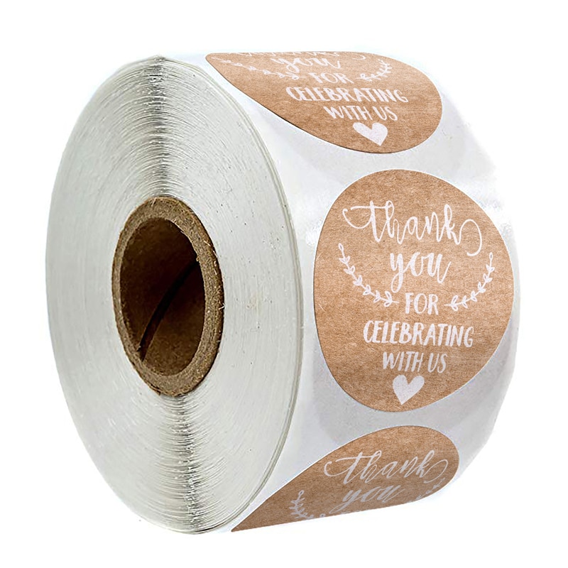 Kraft Paper 'Thank You for Celebrating with Us' Stickers Seal Labels 100-500PCS for Gift Sticker Scrapbooking Statione