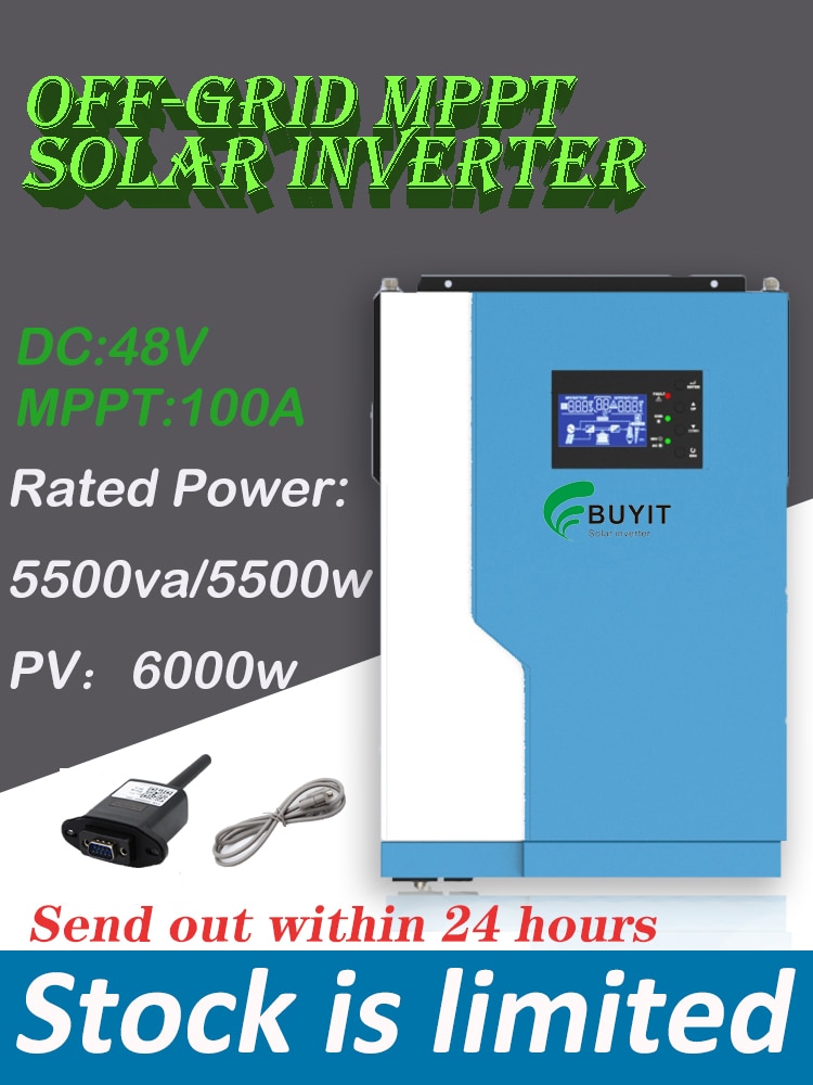 5500W 48V Off Grid Hybrid Solar Inverter MPPT 100A 230V PV 120-500vdc 6000W With WIFI Monitor Can work even No battery