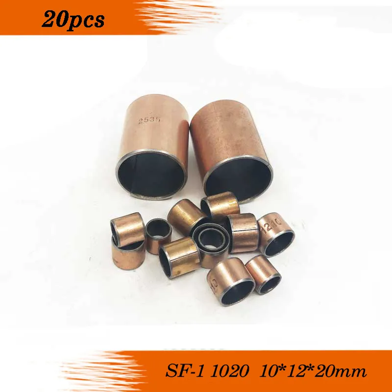 20Pcs SF1 SF-1 1020 Self Lubricating Composite Bearing Bushing Sleeve 10 x 12 x 20mm Free shipping High Quality
