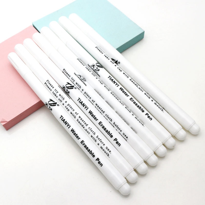 3/6PCS White Water Soluble Marker Pen Fabric Marking 6Water Erasable Marking Pen for Leather Marking Clothing Graffiti DIY