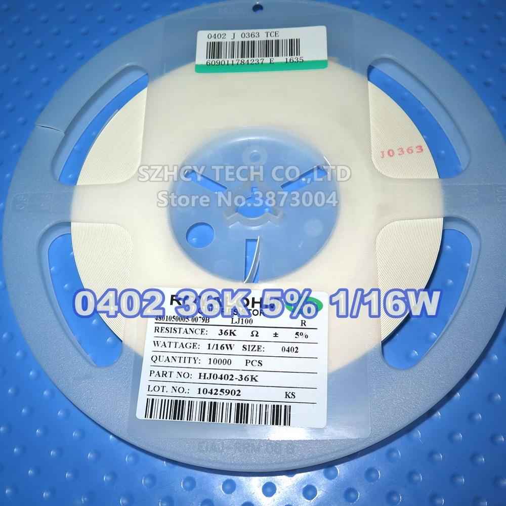 10000pcs 0402 36K 5% 1/16W HJ0402-36K Chip Resistor