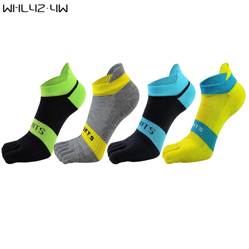 5 Pairs Cotton Toe Socks Men Mesh Breathable Bright Color Five Finger Sock Casual Ankle Socks New Fashion Men's Five Toe So
