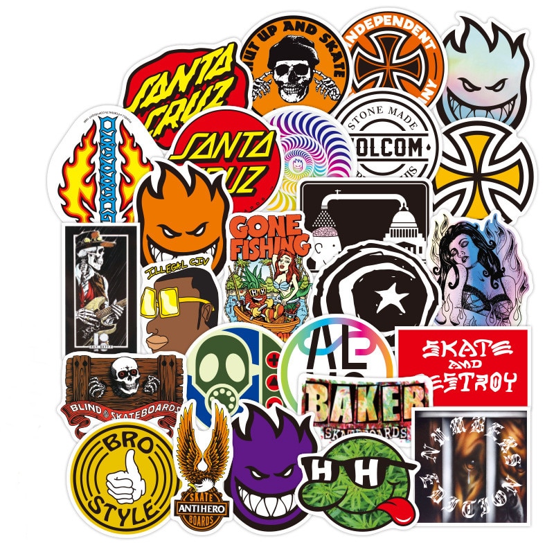 50/100PCS Strong Viscosity Brands Logo Tide Brand Stickers Luggage Motorcycle Trolley Case Notebook Guitar Waterproof Stickers