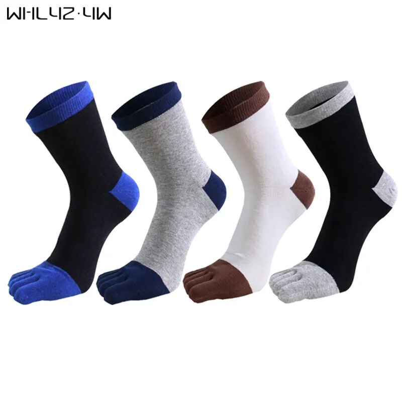 5 Pairs/Lot Cotton Five Finger Socks For Man High Quality Elasticity Business Solid Party Dress Socks With Toes Brand Sokken