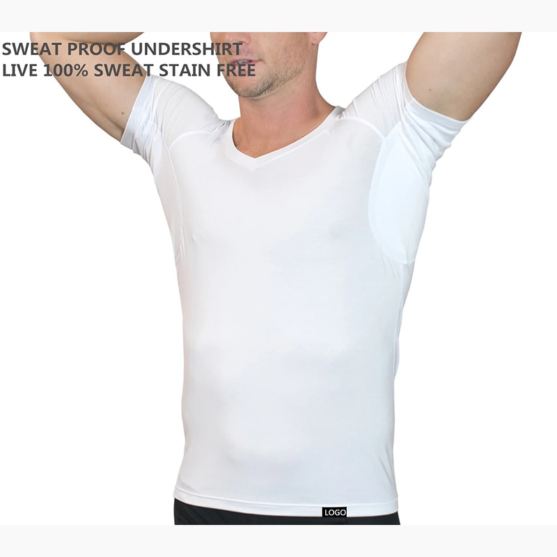 WESPROJECT Men Lancin Modal Sweatproof Anti T Shirt Against Underarm Sweat Proof Slim Fit V Neck T-Shirt