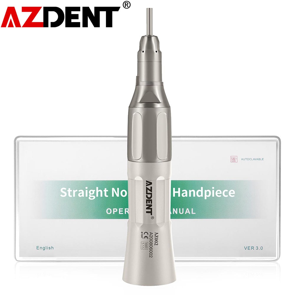 Dental Low Speed Handpiece Kit Contra Angle Straight Air Motor External Water Spray HP Burs