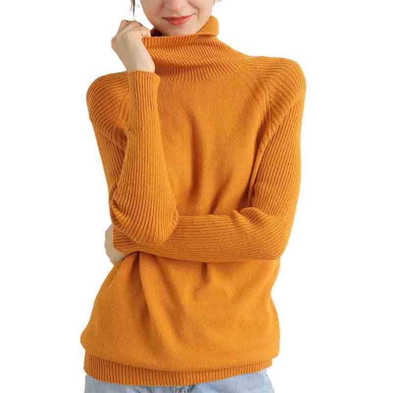 Women Turtleneck Merino Wool Cashmere Sweater Long Sleeves Autumn Winter Sweater Women's Knitting Jumper Female Pullover Sw