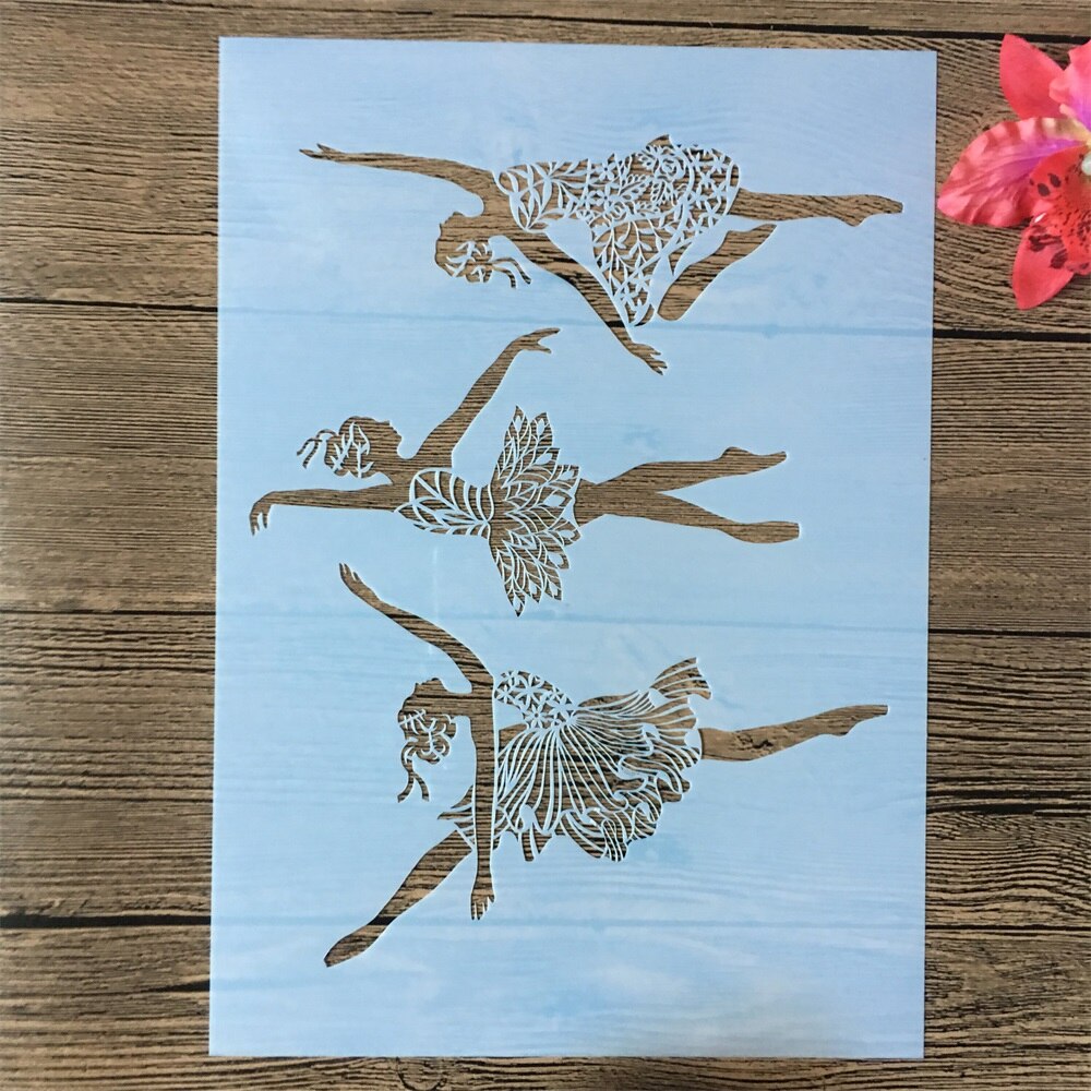 A4 29cm Beautiful Ballet Girls DIY Layering Stencils Wall Painting Scrapbook Coloring Embossing Album Decorative Template