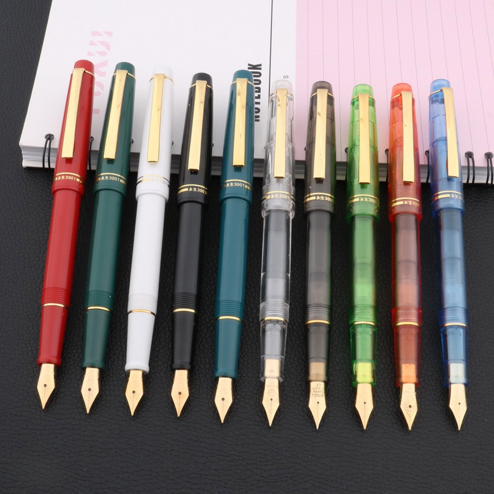 luxury quality brand Yong Sheng 3001 FOUNTAIN PEN plastic spinning GIFT NEW EF 0.38mm Nib ink pen Student Office school supplies