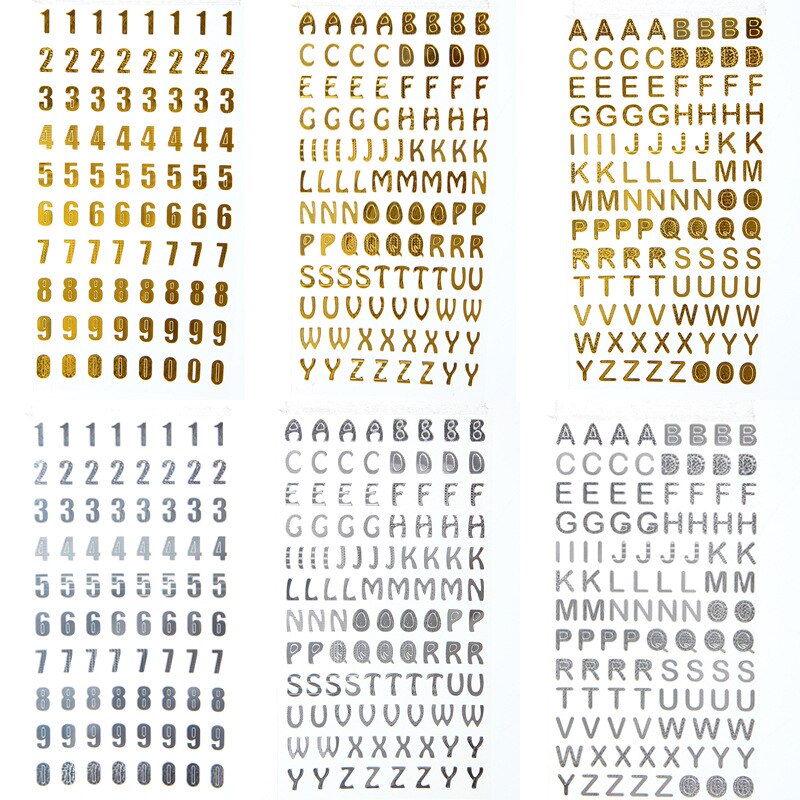 Crafts Bronzing 18*9.5cm Decoration Diary Sticker Diy Scrapbook Digital Letter Number Decorative Sticker