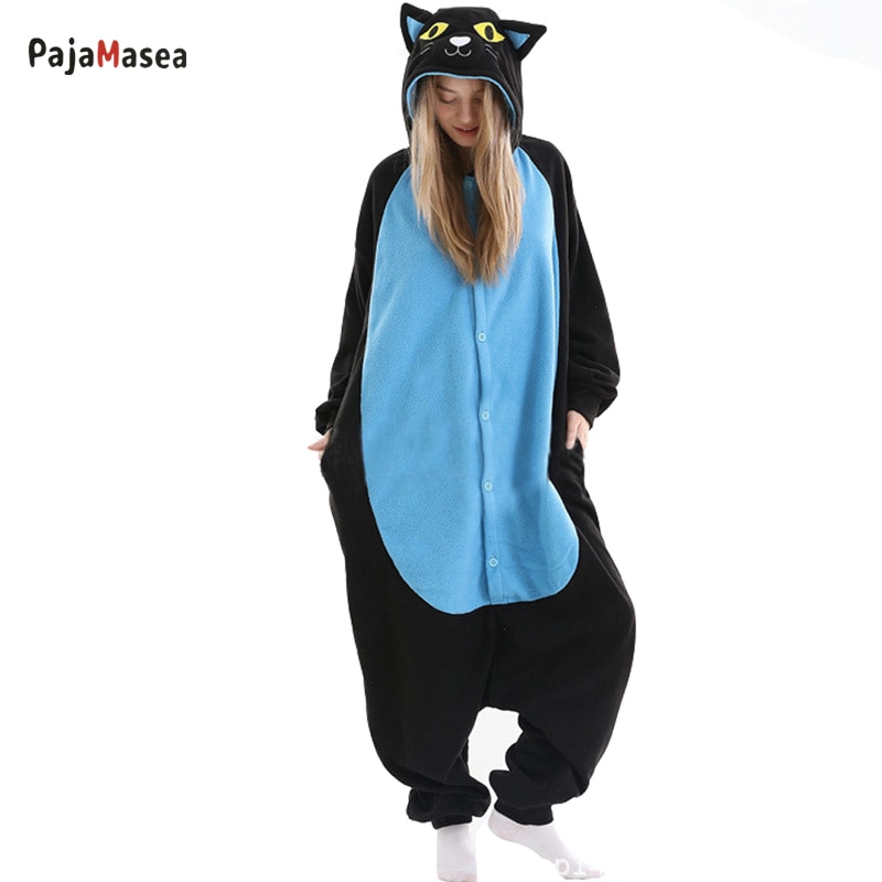 PAJAMASEA Midnight Cat Men Blue Onesie For Purple Girl Sleepwear Adult Women Cartoon Anime Cosplay Costume Raccoon Kigurumi