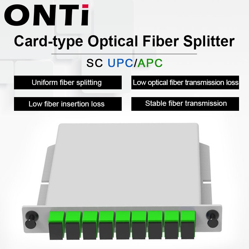 ONTi 10Pcs SC APC/UPC PLC 1X8 Splitter Fiber Optical Box FTTH PLC Splitter Box with 1X8 Planar Waveguide Type Optical Splitter