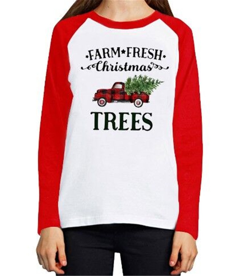 Long Sleeve Pullover Top Tshirts Female Korean Tee Harajuku Shirt Christmas Woman T-shirt
