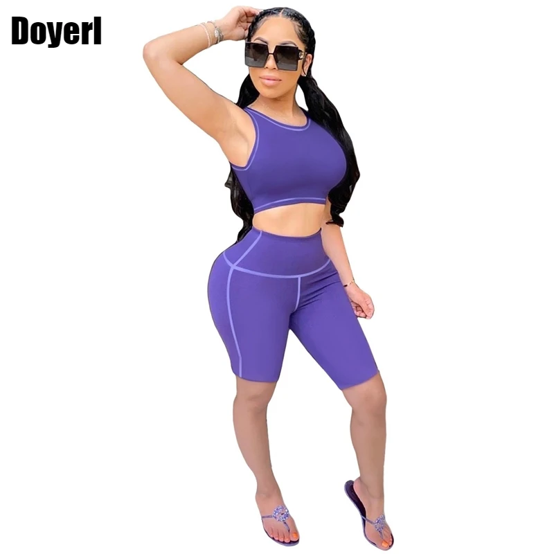Bodycon Two Piece Outfits Shorts Co Ord Set Women Tracksuit Set Sportswear Crop Top Biker Shorts Sweat Suits Summer Casual Set