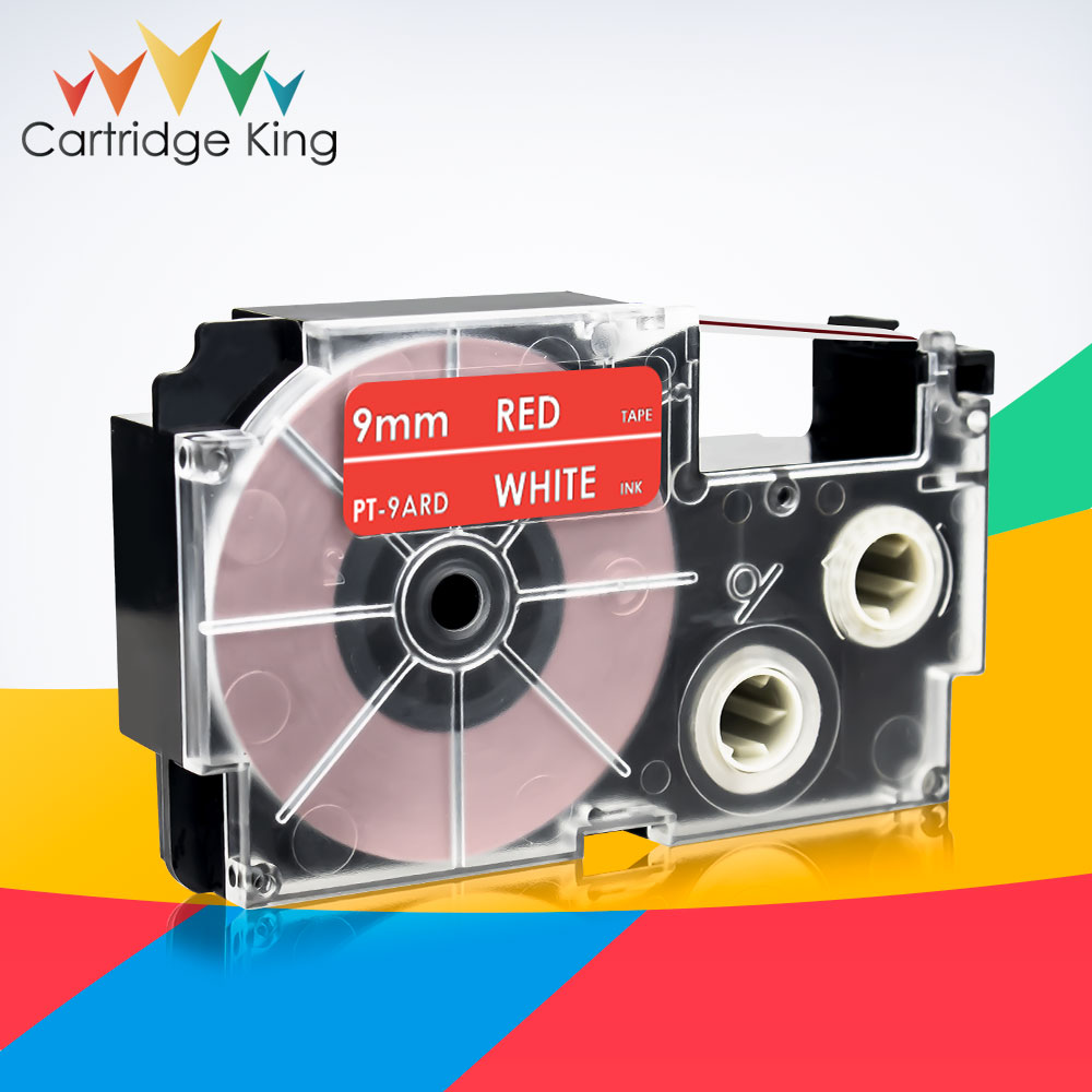 Printer Ribbon XR-9ARD White on Red 9mm Tape Compatible for Casio KL60 KL100 KL120 KL750 KL780 KL820 KL7000 KL-7200 LabelMaker