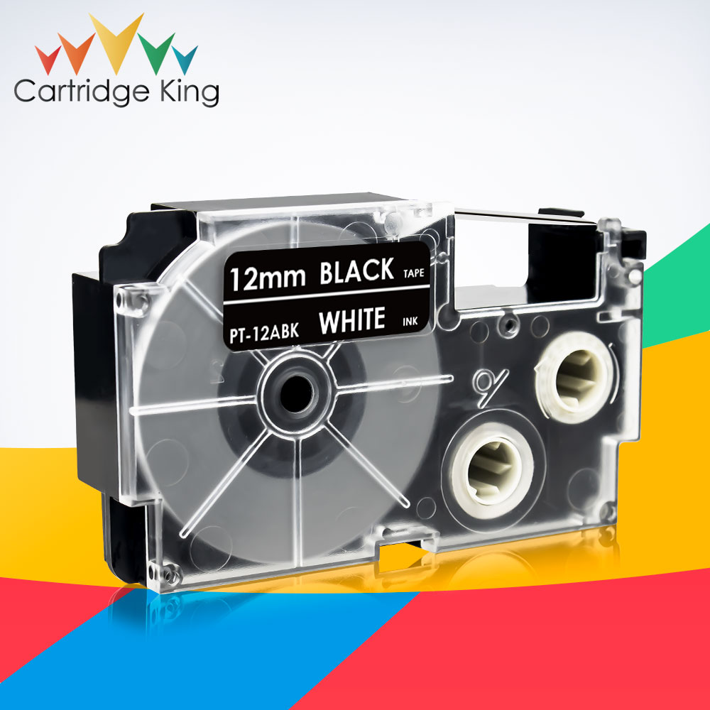 Label Tape XR-12ABK White on Black 12mm*8m Tapes Compatible for Casio KL60 KL100 KL120 KL750 KL780 KL820 KL7000 KL-7200 Printer