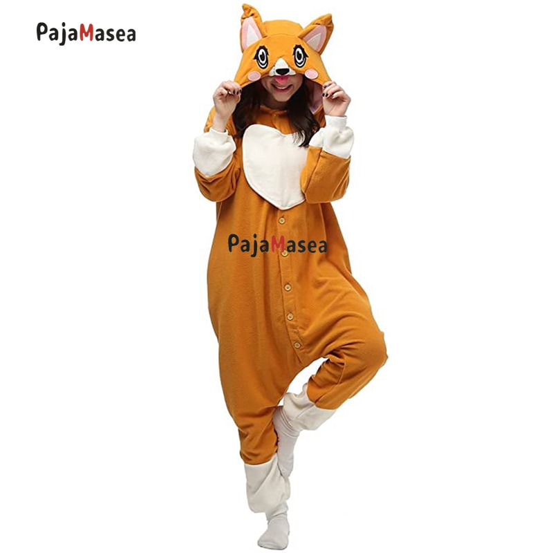 Adult Big Eyes love Dog Onesies Women Cartoon Pajama One-Piece Animal Cosplay Costume For Halloween Onsie Girls Raccoon Kigurumi
