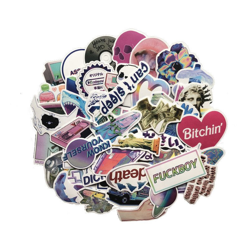 50pcs/pack Steam wave Stickers for Luggage Laptop Decal Skateboard Stickers Moto Bicycle Car Guitar Fridge Sticker