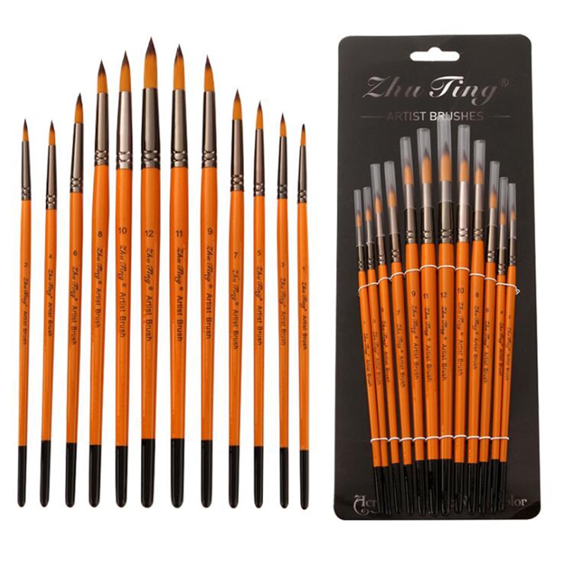 12Pcs/Set Fine Hand-painted Thin Hook Line Pen Drawing Art Pen Paint Brush Art Supplies Nylon Brush Painting Pen