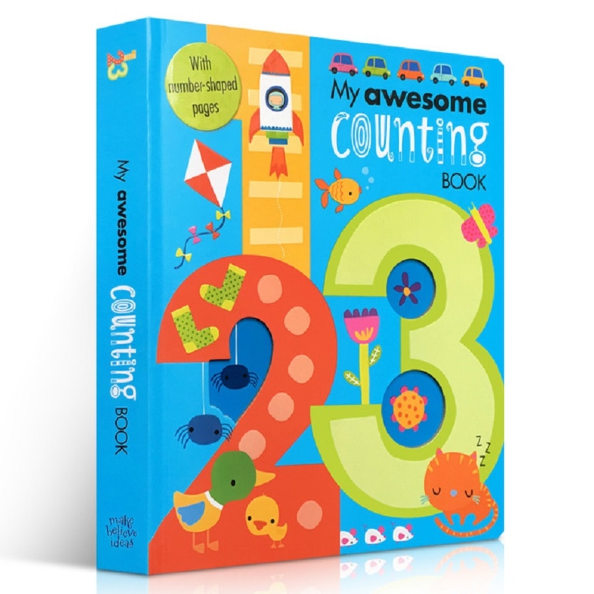 My Awesome Counting Book English board Books Baby kids math learning educational book with number shaped pages